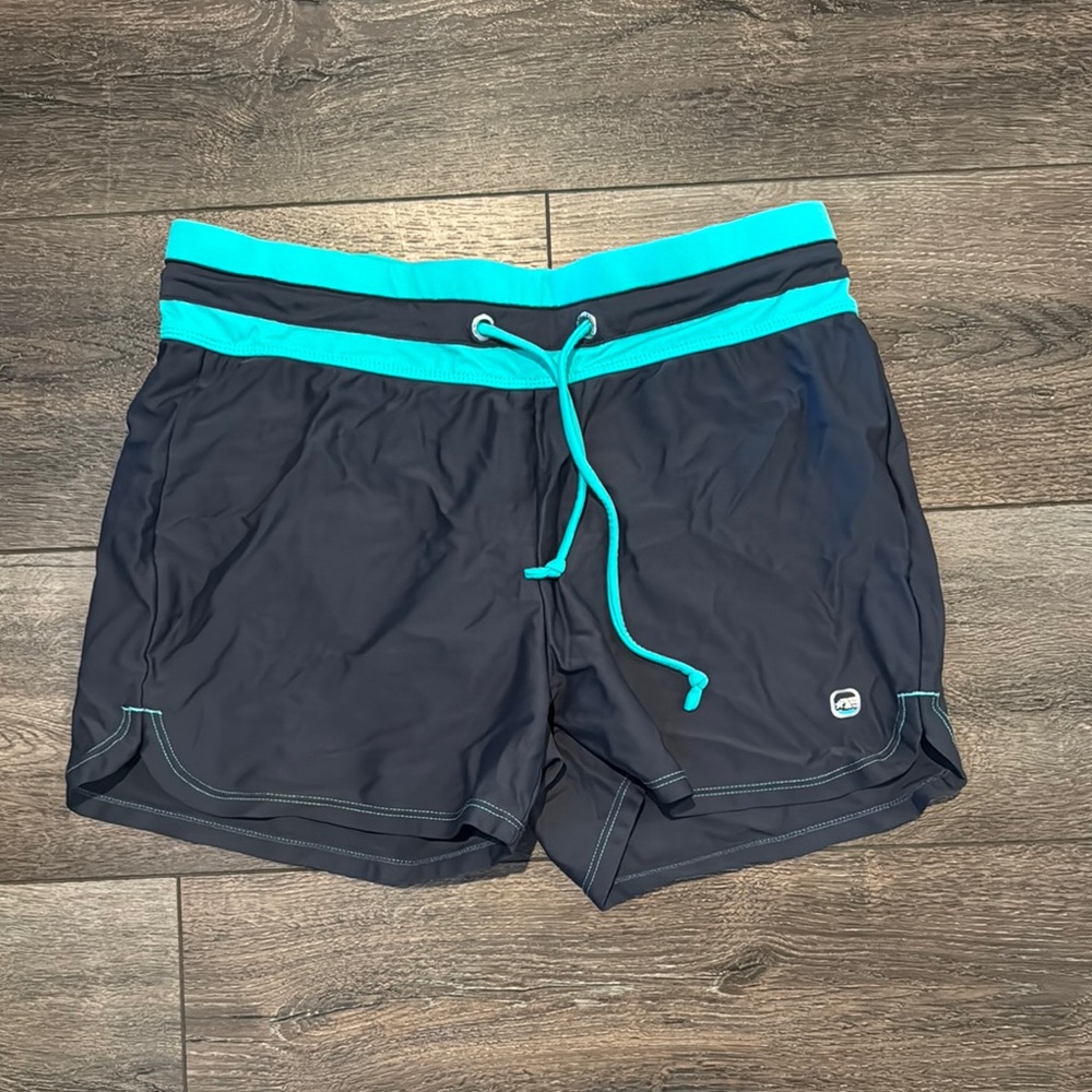 Women Swim Shorts in Black and Teal
